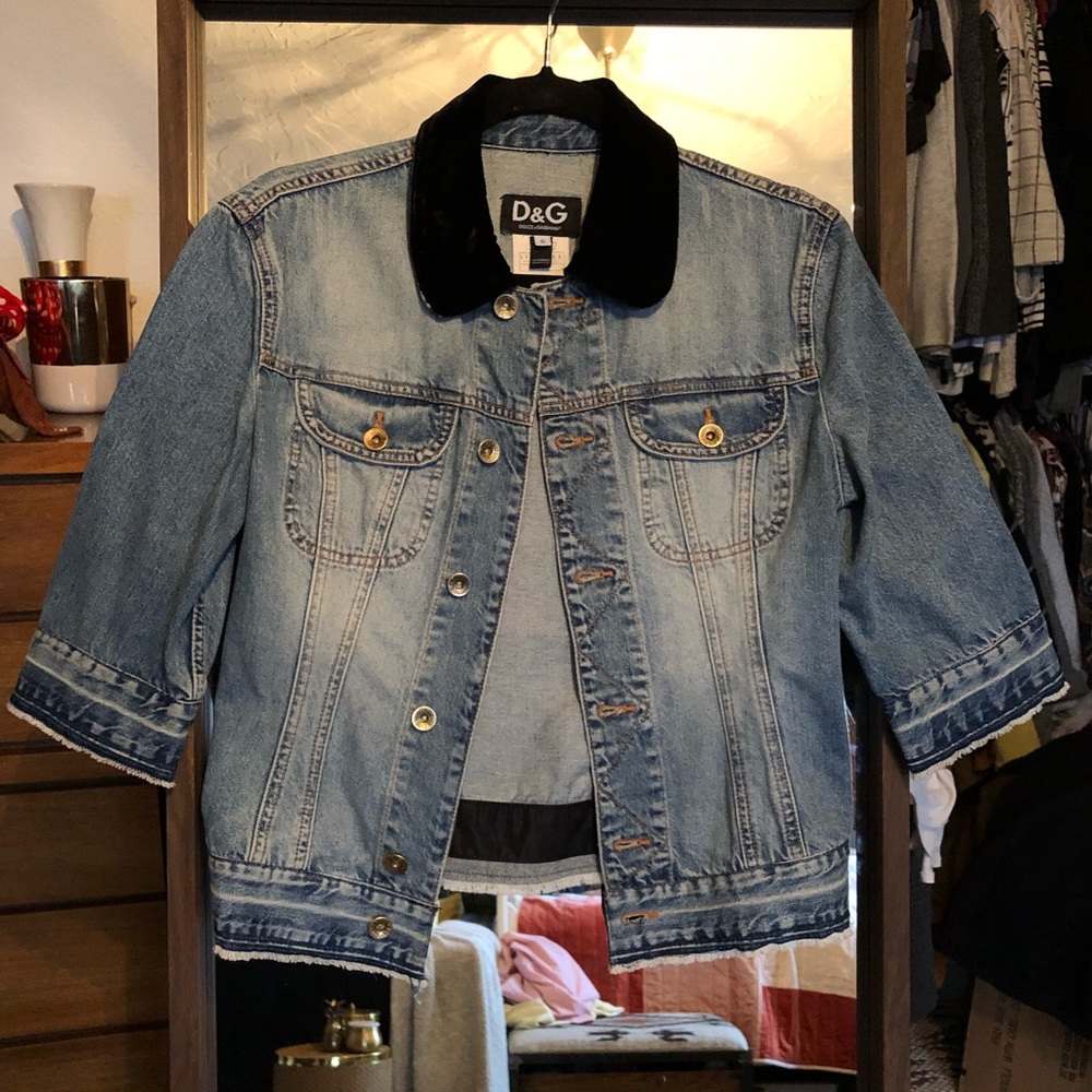 Dolce & Gabbana D&G Denim Jacket w Velvet Collar